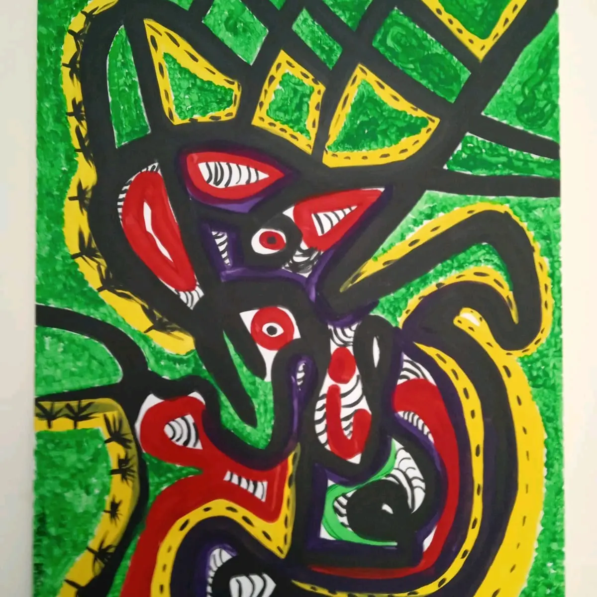 Green Zone Acrylic on Canvas Abstract Painting by Mercy Akowe