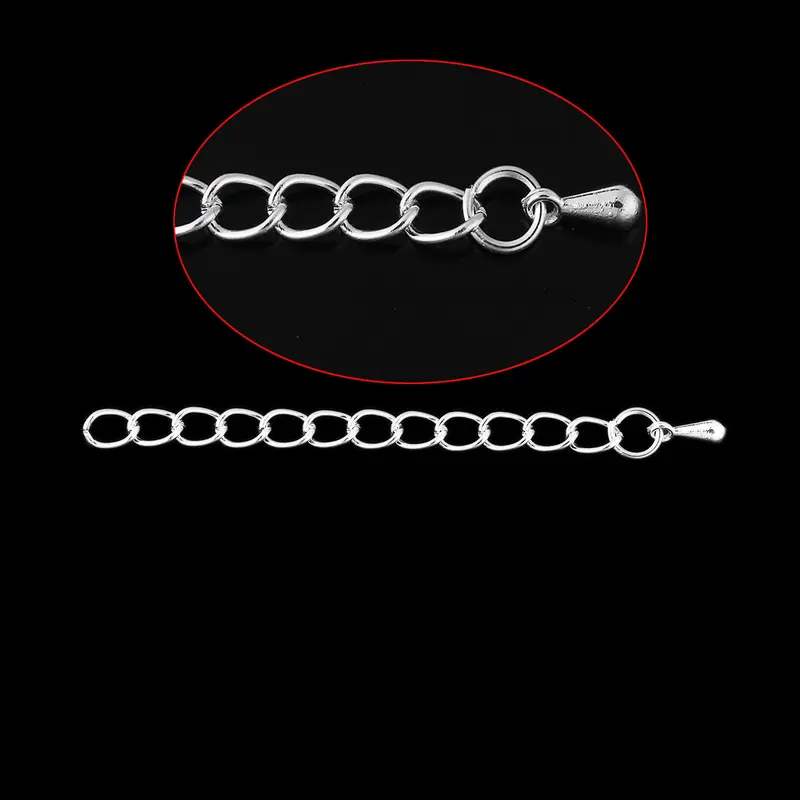 50 Curb Link Extender Chains - Silver Plated - 60mm 2