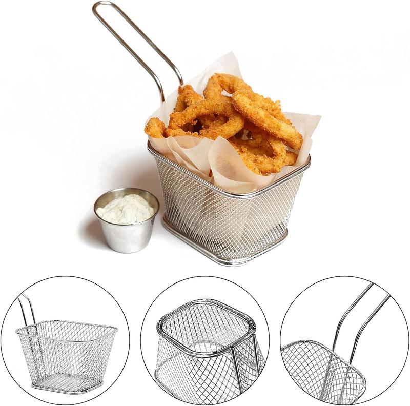 Buckingham Mini Serving Basket Rectangular for Fries Nuts Tenders Appetiser Stainless Steel Kitchen Organiser for Snacks, Sides, and Table Presentation 9