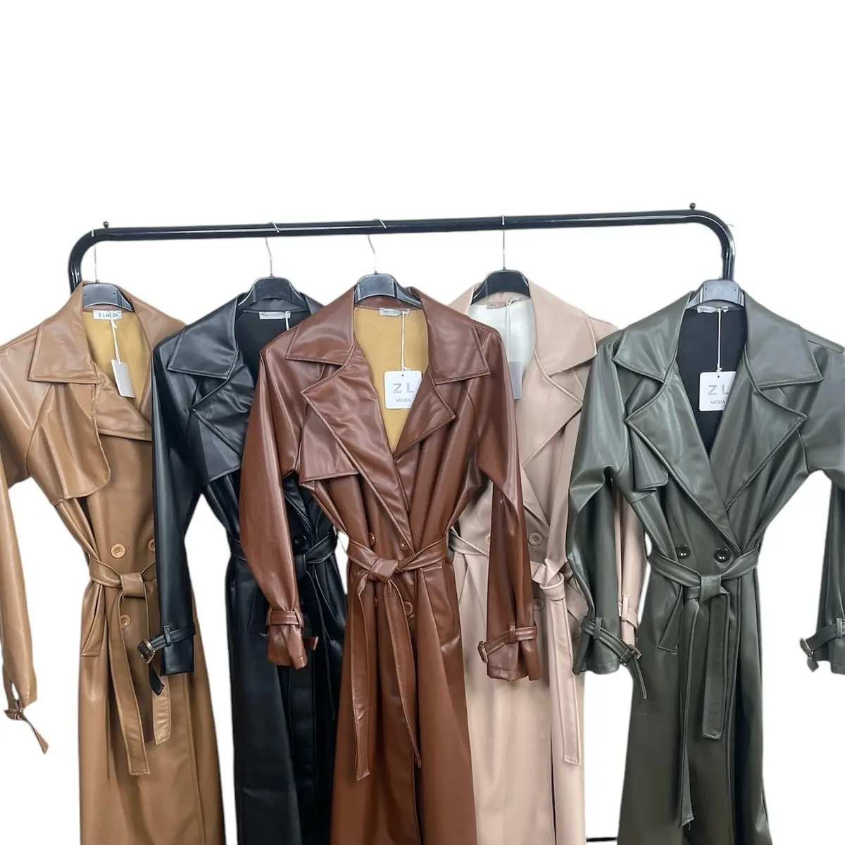 Luvtoria Women's Faux Leather Belted Trench Coat - Winter/Autumn, Comfort, UK Size 8-16 - Jackets, Womenswear Outerwear