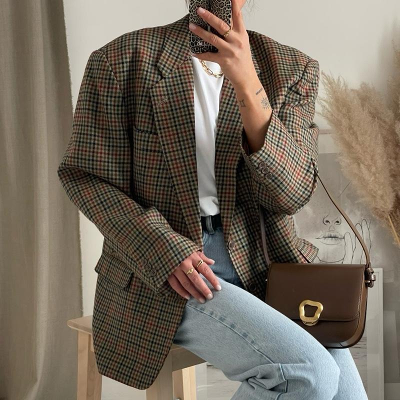 Vintage Oversized Checked Blazer 3