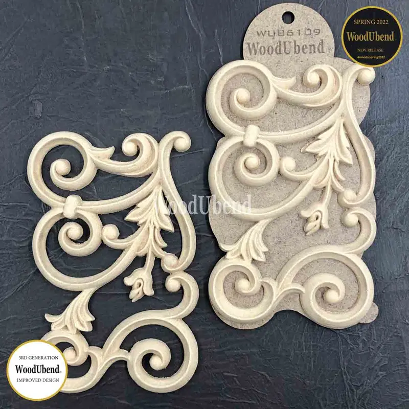 WoodUbend Pack of Two Appliques Floral Lattices WUB6109 17.5x10.8x0.8 cms 1