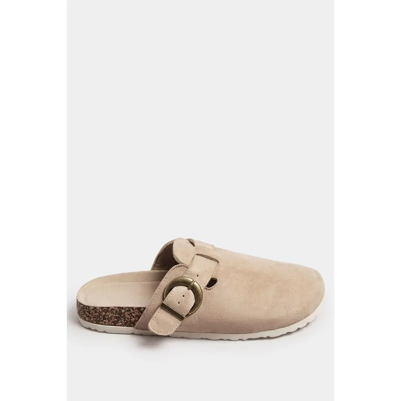 LTS Beige Brown Faux Suede Clogs In Standard Fit 2