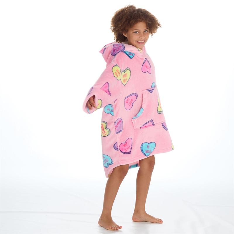 Girls Oversized Hoodie Love Heart Design Age 10 Years plus Soft Fleecy Fabric Cosy Lined Hood and Kangaroo  Pockets 2
