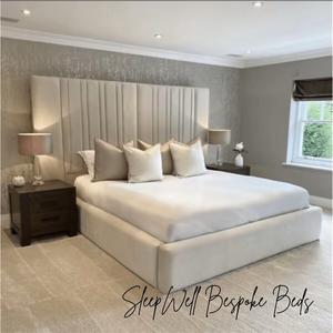 Lux Rose Bed - 70” High Headbaord - New Stylish Contemporary Design for a Comfortable Night's Sleep neutral simple bed ottoman storage - Mattress