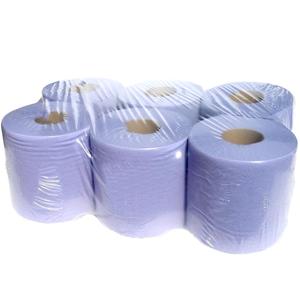 6X Blue Roll 2ply Embossed Centre Feed 44m Approx. Recycled and Recyclable Hygiene, Commercial/Kitchen Use Paper Hand Towel Cleaning Wipes Disposable Kitchen Tissue