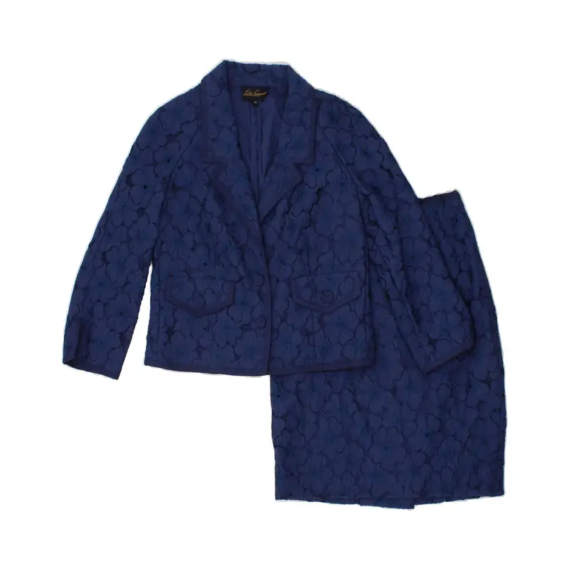 Pre-Owned Vintage LUISA SPAGNOLI Womens 2 Button 2 Piece Skirt Set IT 44 Medium W28  Blue 1