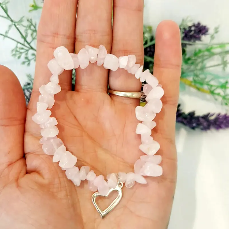Rose Quartz Chip Bracelet, Pink Rose Quartz Jewellery, UK Seller crystals crystal 2
