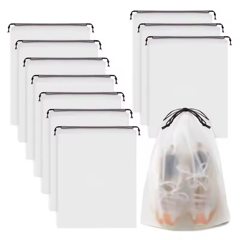 10PCS Portable Shoe Storage Drawstring Eco Storage Bag for Sundries Travel Makeup Bag Waterproof Transparent Plastic Storage Bag 0