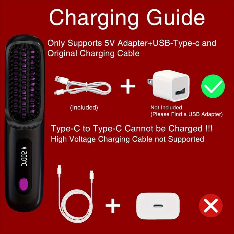 Product Introduction of Portable Wireless Hair Straightener Comb, 3 Temperature Settings For Different Needs, Negative Ion Technology, USB Rechargeable, Lightweight For Travel & Home Use Comfort 0