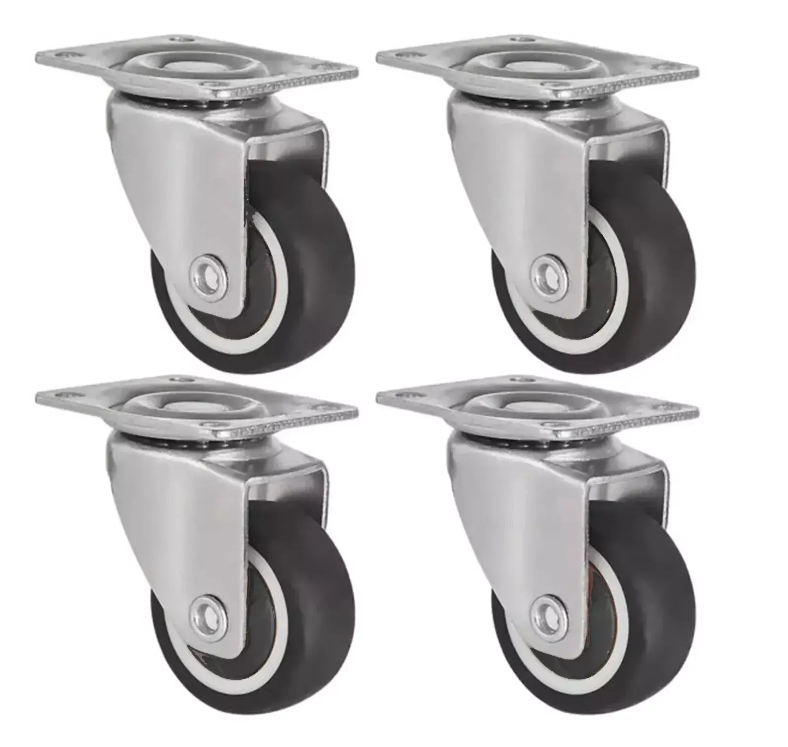 4 x Heavy Duty 45mm 120KG Rubber Swivel Castor Wheels Trolley Furniture 1.5"