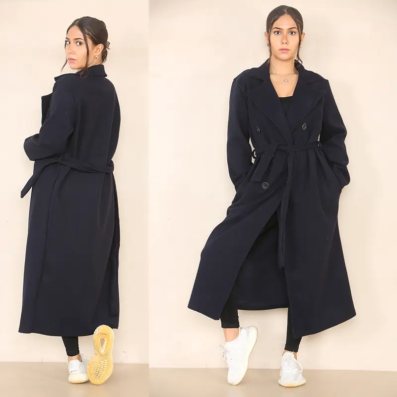 WOMENS BUTTON LAPEL WAIST TIE SOFT THERMAL COAT Chic Collar / Pockets Fashion Essential Comfortable Belt Womenswear Casual Elegance Elegant Jackets 8-14 16-20 PLUS SIZE 5