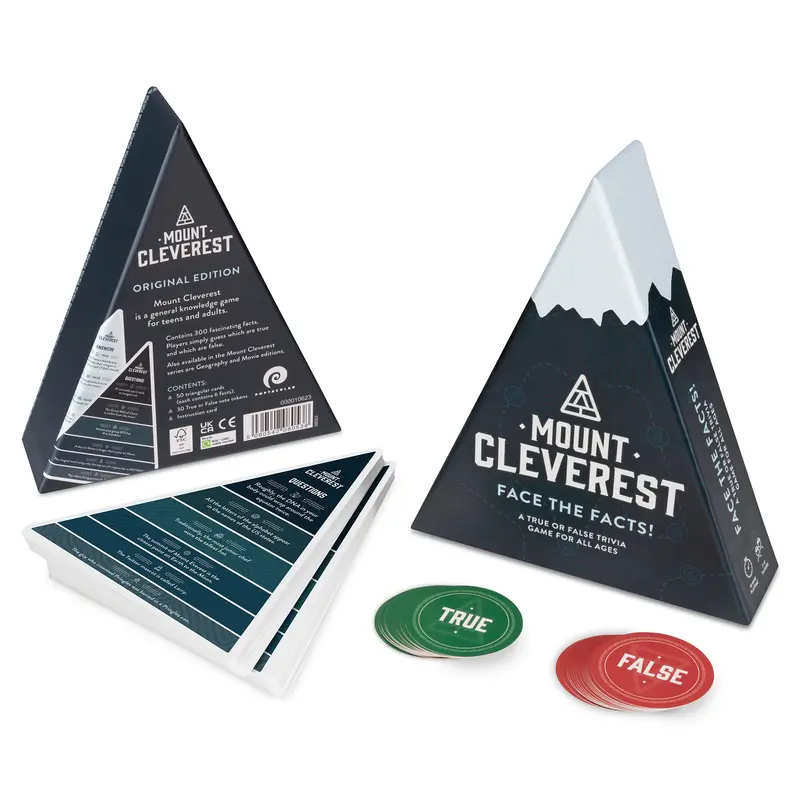 MOUNT CLEVEREST - Original Edition | Gift or Stocking Filler | True or False Trivia Game | Fun Family Card Game for Adults & Kids | Party Games for Kids Birthday | Travel Games 1