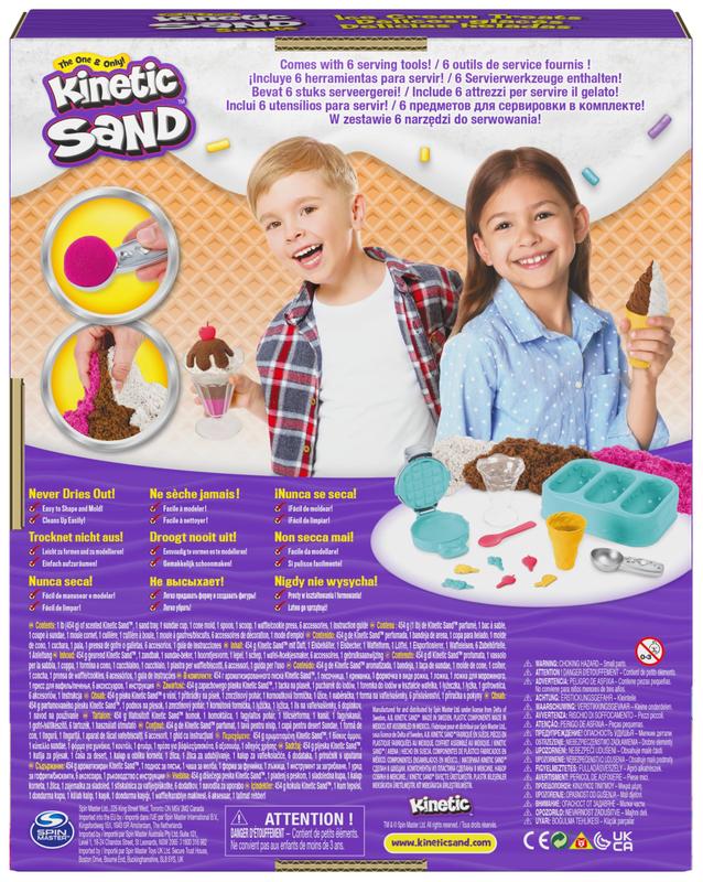 Kinetic Sand Scents, Ice Cream Treats Playset with 3 Colours of All-Natural Scented Sand and 6 Serving Tools 5