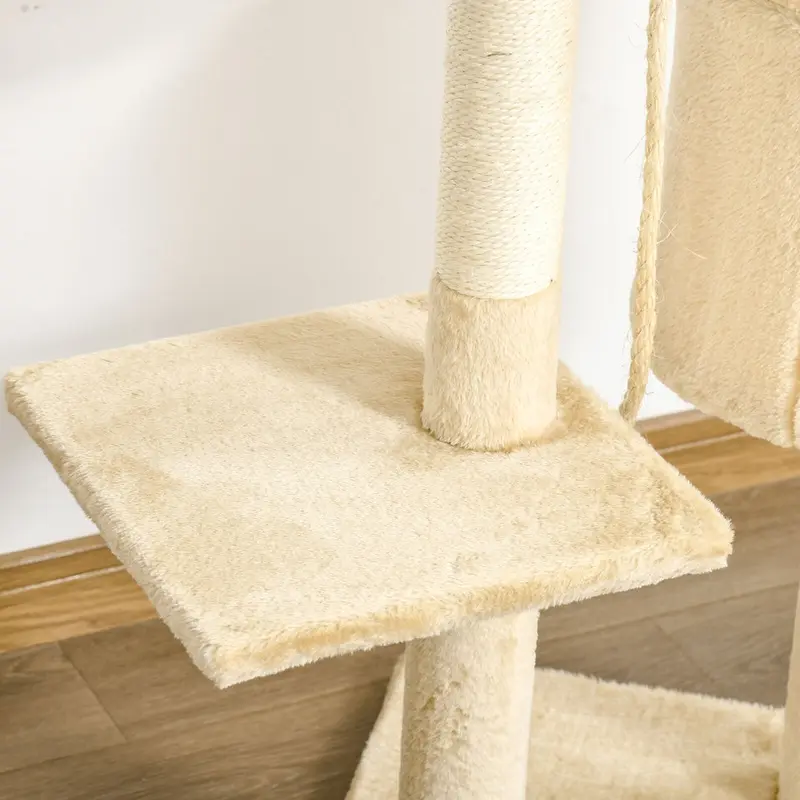 Cat Tree Activity Centre Scratcher Scratching Post with Toys Beige 114Cm 6