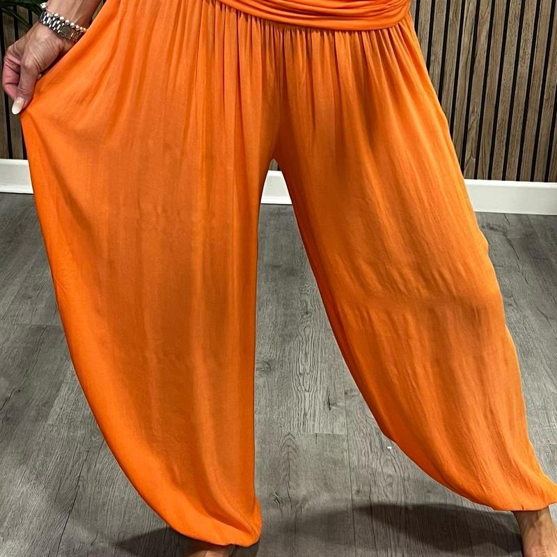 Product Introduction of LaDeDa Boutique Harriet Harem Plain Pants, One Size 10-18 With Elasticated Waistband, Summer Wear, Summer Daily Fashions, Women's Causal 14
