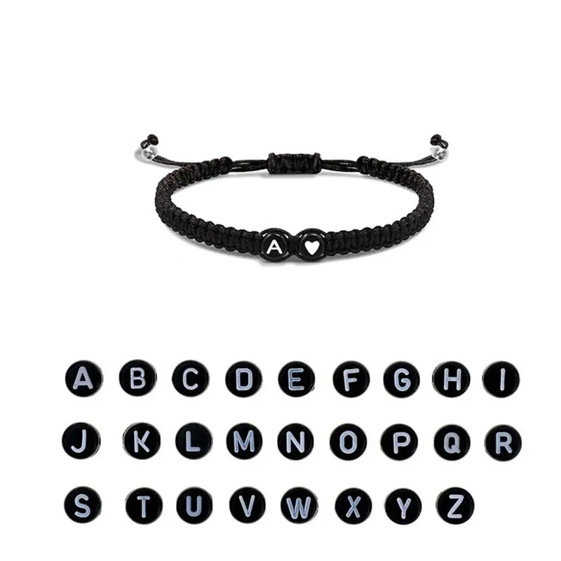 Woven Alphabet Bracelet, Women's Heart Initial Bracelet for Mom Daughter Birthday, Christmas Gift 6