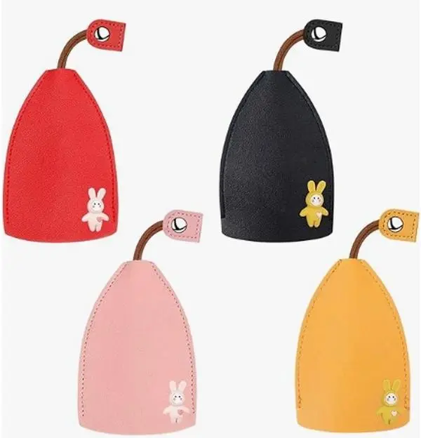 4 Pcs Key Holder, Key Holder Pouch Cute Creative Large Capacity Key Bag Pouch for House Keys Car Key,Pull Type Key Case for Men Women(Red Black Yellow Pink)
