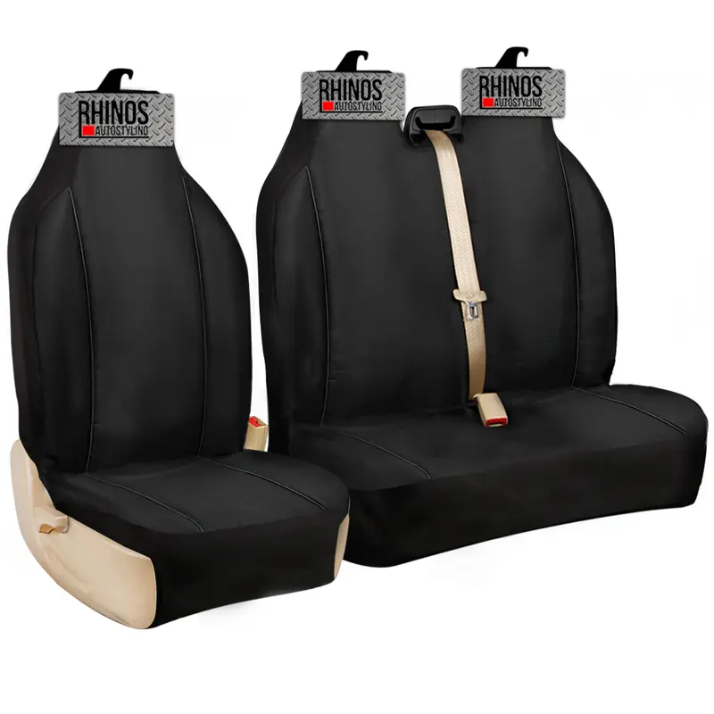 2+1 - Black And Black Piping - Premium Luxury Van Seat Covers Single Drivers And Double Passengers Seat Covers 0