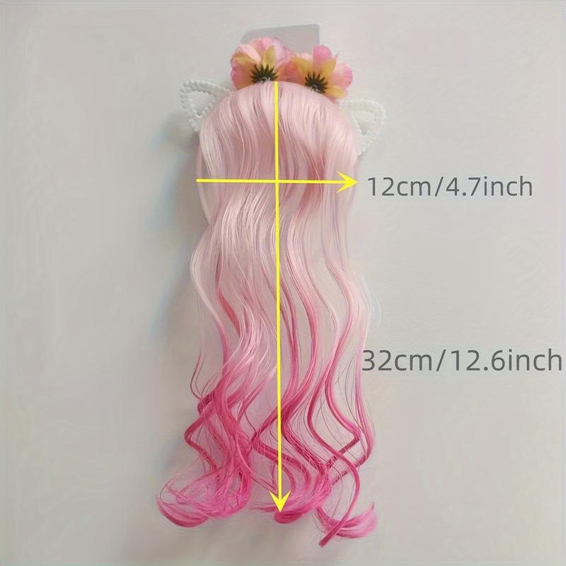 Unicorn Headband Curly Wig For Girls, Rainbow Flower Birthday Party Supplies Halloween Decorations For Girls Hair Accessories Music Festival Masks Comfortable Gift Magical Ornaments Multicolor 8