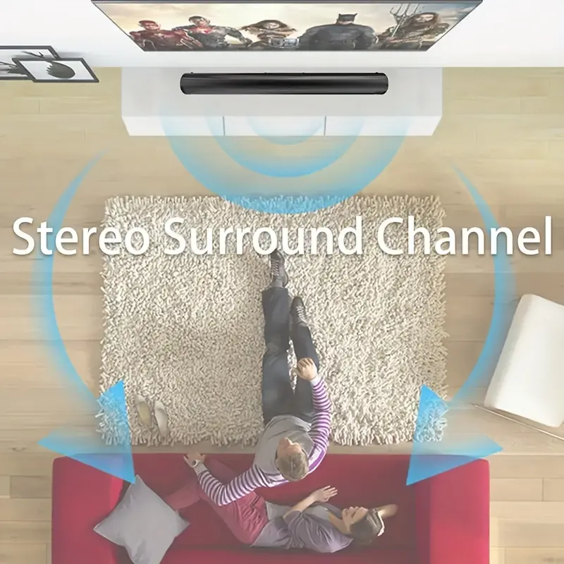 20W Panoramic Surround Sound Stereo Speaker with 4 Subwoofer Ducts, Home Theater Wireless Living Room Sound Barrage Supports USB, FM, Optic, AUX Audio Input, HIFI Sound Quality 4