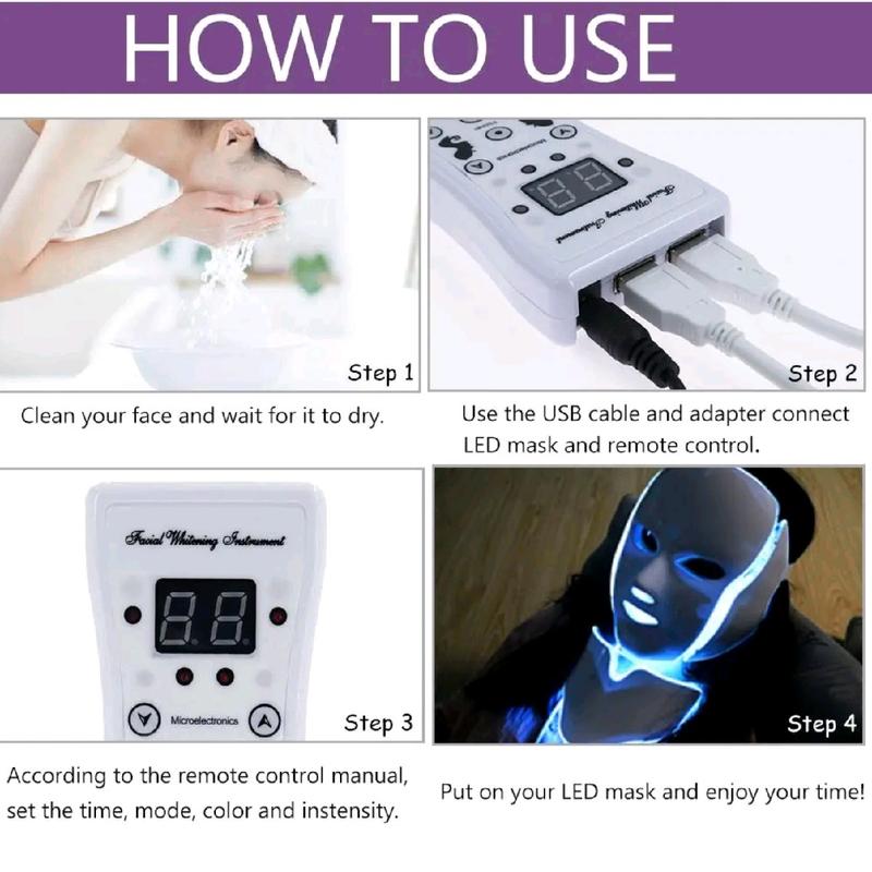 7 Colors Light LED Facial Mask with Neck Face Care Treatment Beauty Anti Acne Therapy Face Whitening Skin Rejuvenation Machine - Comfort tools clipper 2
