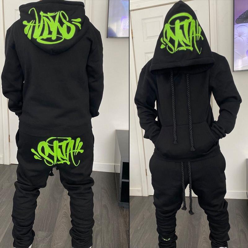 Street Brand Fashion Casual Tracksuits Tops Long Pants Set Winter Cotton Hip Hop Men Women Hooded Sweatshirt Sports Trousers 0