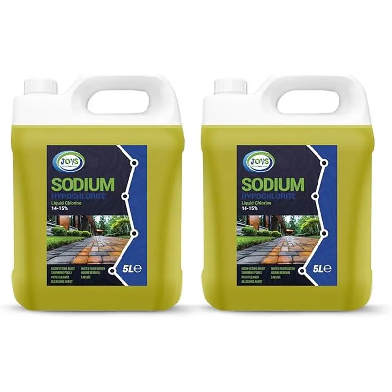 JOVS Sodium Hypochlorite 2 X 5L - High Strength (14-15%) Brick, Driveway & Patio Cleaner - Stain Removal | Bleaching Agent | Odour Removal Household Cleaning
