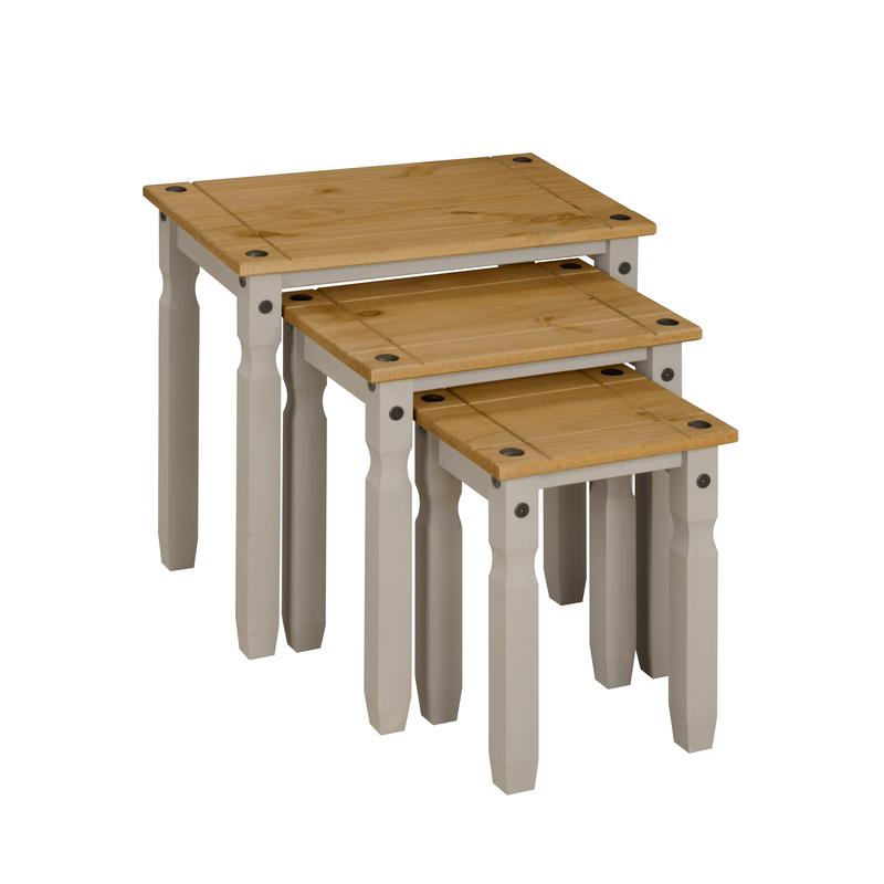 Corona Grey Nest of Tables Mexican Solid Pine coffeetable coffeetables 4