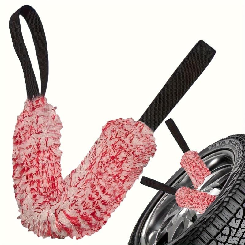Double-Sided Microfiber Car Wheel Cleaning Towel with Long Belt - Coral Plush Tire Scrub Brush for Hub Detailing 0