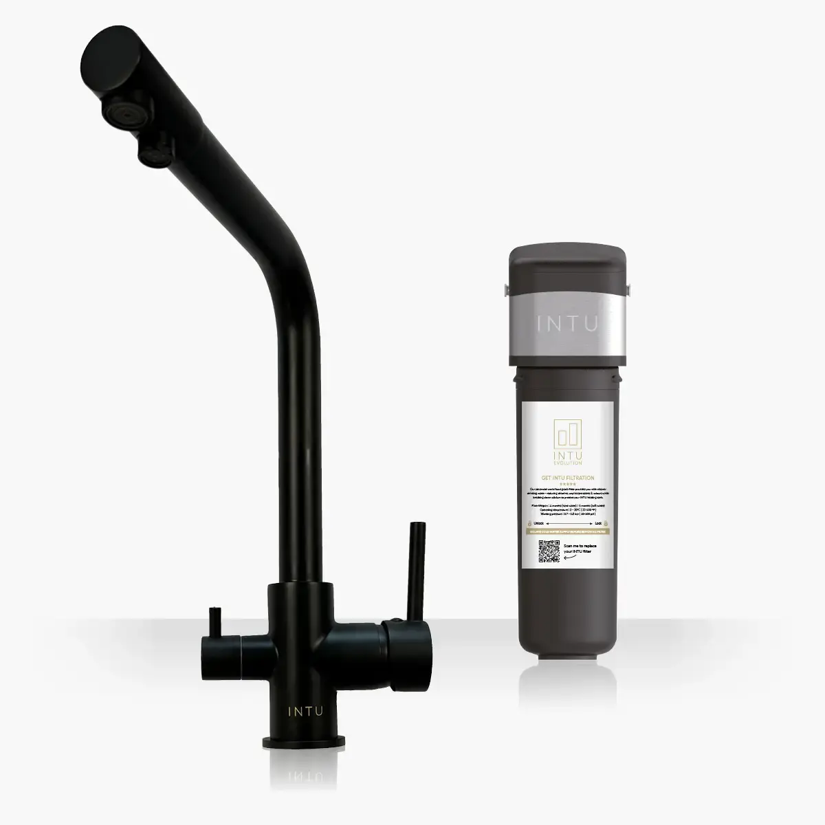 Fusion Matt Black 3-1 Square Cold Filtered Water Tap