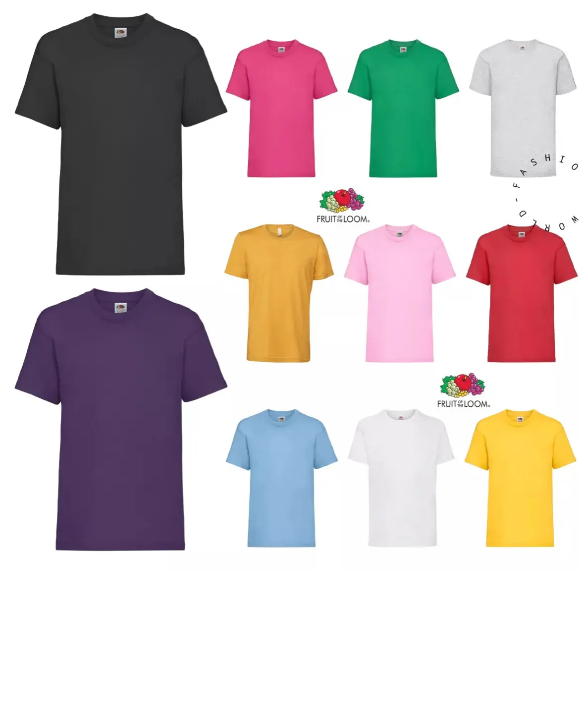Kids Fruit Of The Loom Plain Children Shirt Boys Girls School PE Sports Top