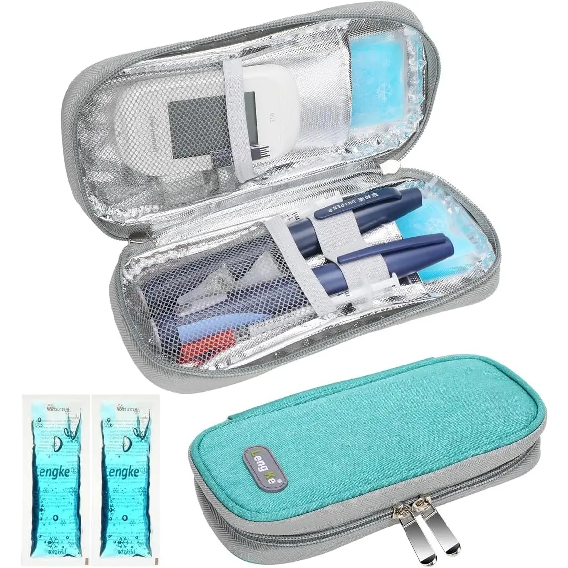 Portable Insulin Cooler with 2 Ice Packs Carrying Diabetic Cooler Travel Case Small Diabetic Cooler Case