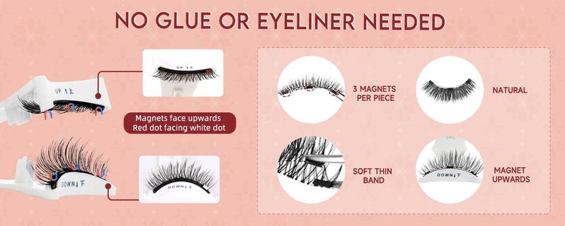 Product Introduction of Magnetic-Eyelashes-with-Applicator, 1 Pair Magnetic-Lashes Without Eyeliner, Reusable Eye-Lashes -Magnetic No Glue Needed, Eyelashes Magnetic Natural Look (Style A) Makeup Compact Cosmetic Eyelashes Extensions Eyelash Extension Lash Extensions 4