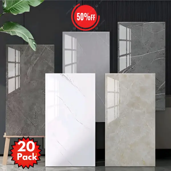 20 Pack Self-Adhesive Marble Tiles Sticker Stick On Wall Floor Kitchen Bathroom Decor Decorative Ornaments, Multicolor