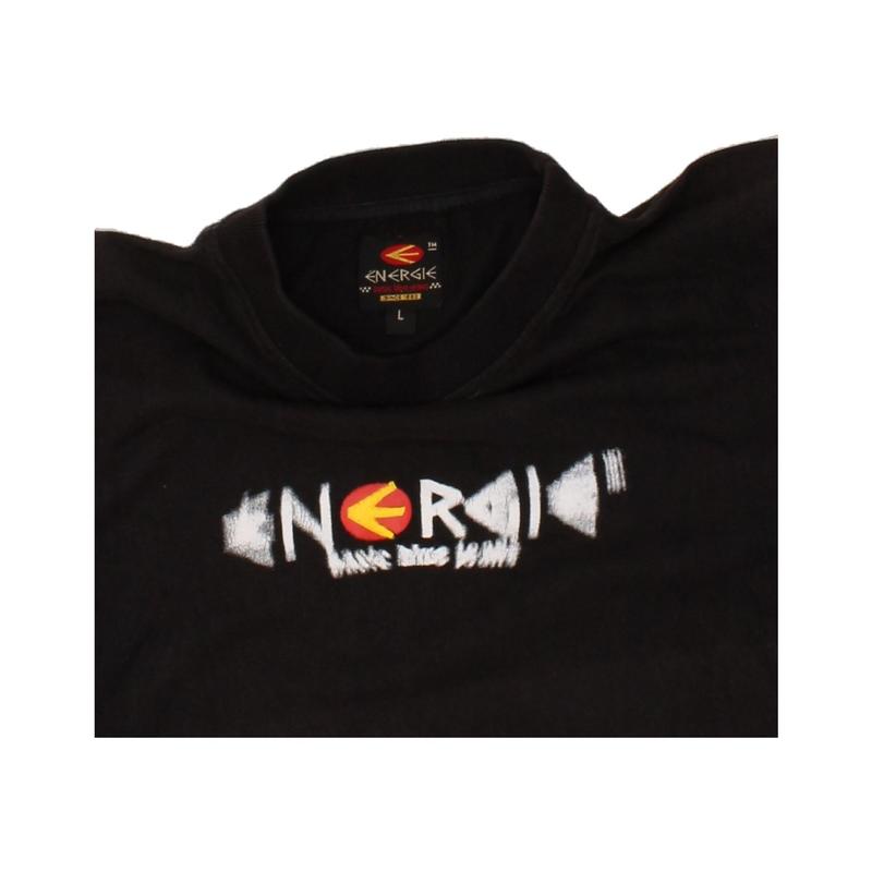 Pre-Owned Vintage ENERGIE Womens Graphic T-Shirt Top UK 16 Large Black Cotton 3