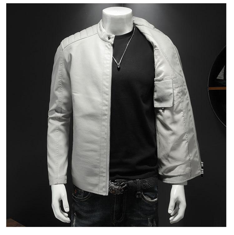 Product Introduction of New fall plus-size stand-up collar leather men's coat trend slim men's casual leather jacket 6