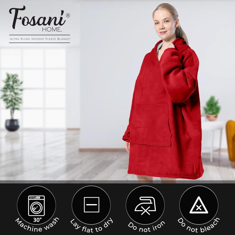 FOSANI Oversized Hooded Fleece Sherpa Blanket For Men, Women, Teenagers and Kids alike - One Size Fits All 5