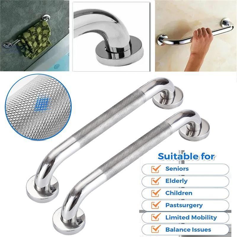 30/40/ 50cm Bathroom Grip Shower Tub Grab Bar Safe Handle Handrail Rail Disabled Wall-mounted  non-slip Easy to install, stainless steel strong stability durable, reusable  waterproof 1