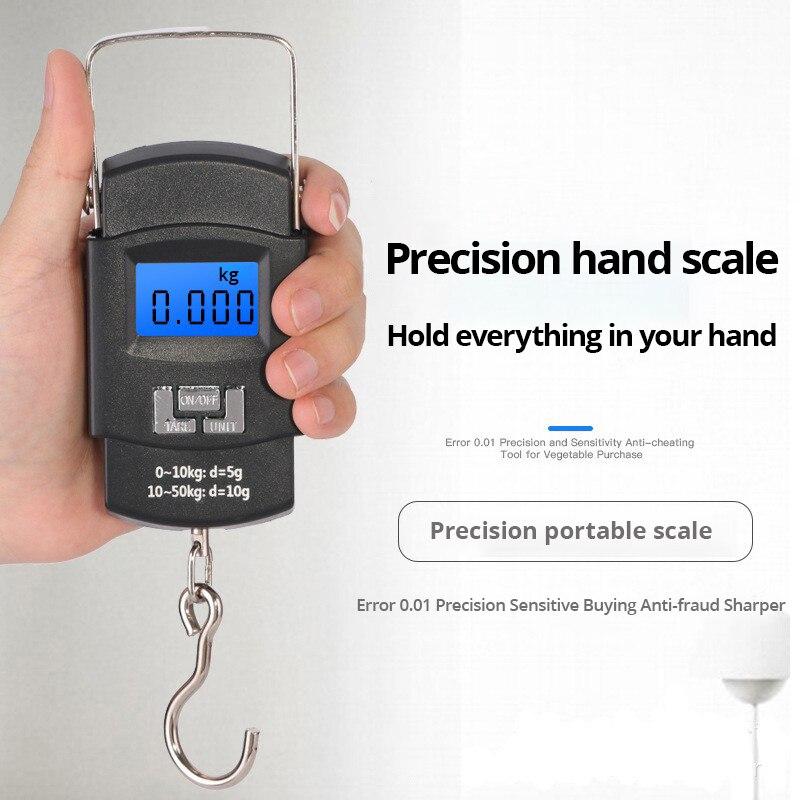 1pc Black 50kg Portable Electronic Portable Luggage Scale LCD Digital Display Screen Express Delivery Scale Hook Mini Scale 0