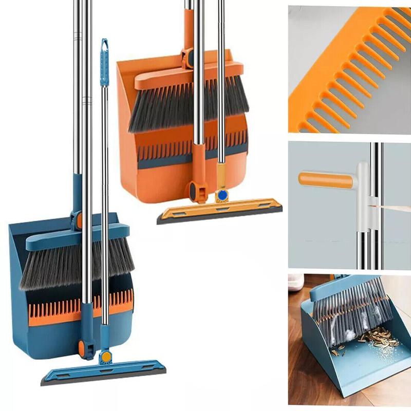 Product Introduction of Long Handled Dustpan and Brush Set Strong Metal Handle Dust Pan & Broom Sweeper Cleaning Collapsible 3