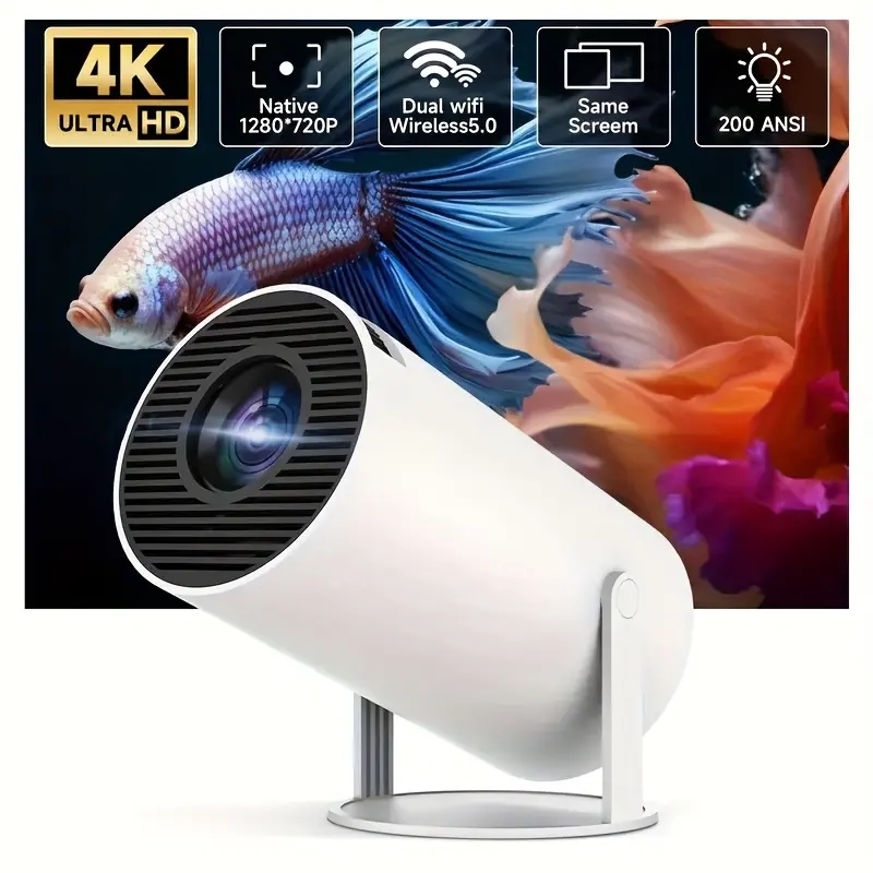 Sharp Display, Ultra-Portable 4K Mini Projector - Smart WiFi & Wireless, Adjustable Screen, 180° Rotation, USB Powered - For Movie Nights & Gaming - Perfect for Home Entertainment & Travel 2