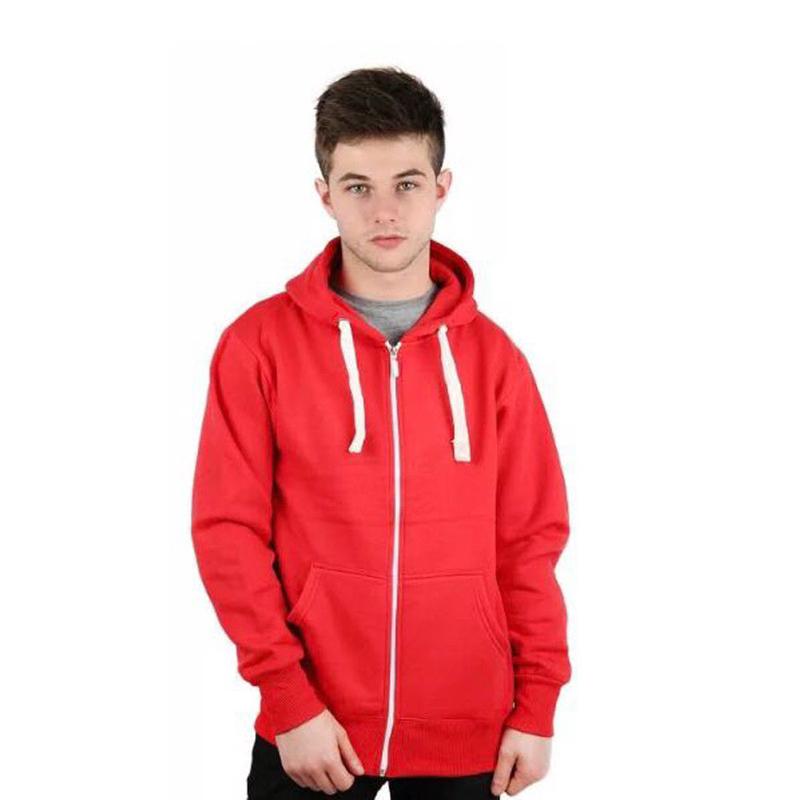 Men's Plain Zip up Hoodie in Fleece, White Drawstring and Zipper, Front Pockets and Hood- Boys Basic Hoody, Size Medium to 5XL 4