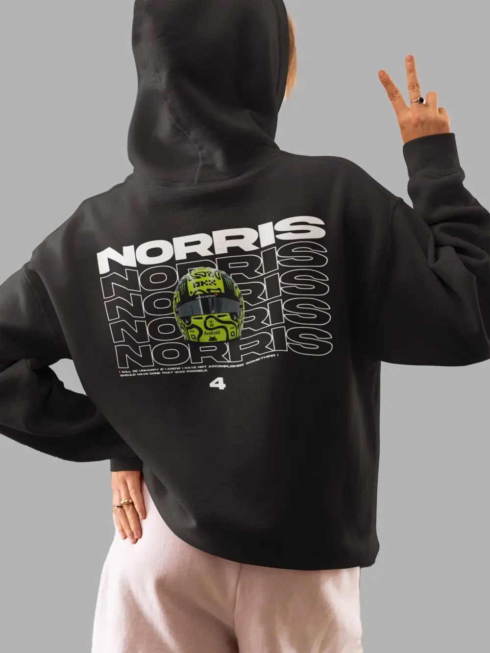 Lando Norris LN4 F1 Fan Hoodie | Formula One Unisex Hooded Sweatshirt | McLaren F1 Racing Team, Various colors and sizes, drop shoulder fit