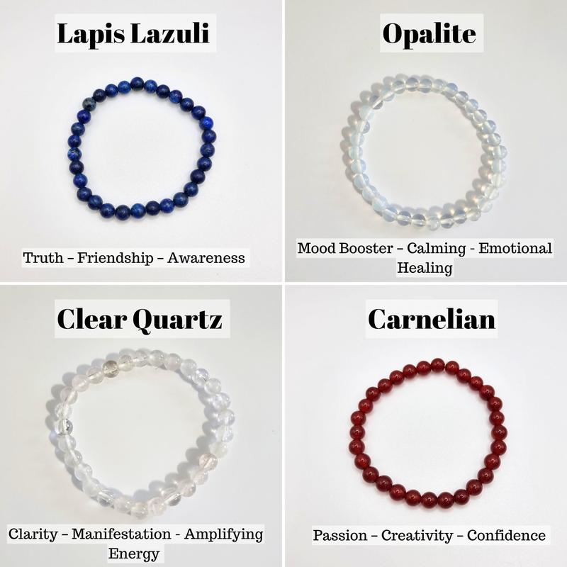 Natural Crystal Bracelet approx. 7". Healing Crystals. Gemstone Bead Bracelet . Stretch Bracelet. bracelets 6