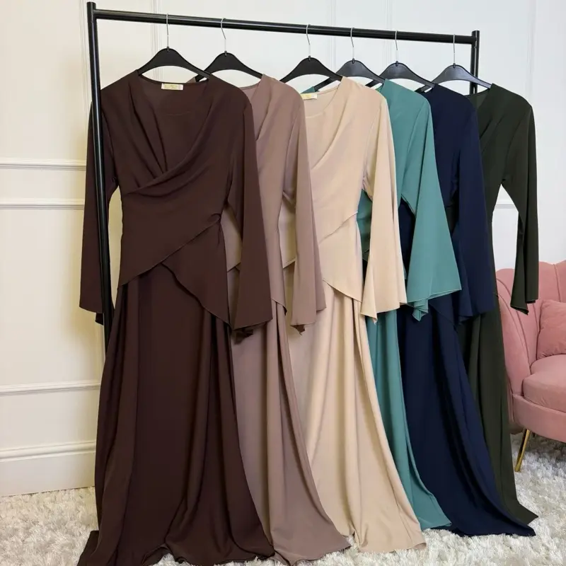 Women’s Cross Over Detail Maxi Dress With Tie Back Detail & Waterfall Sleeve - Womenswear