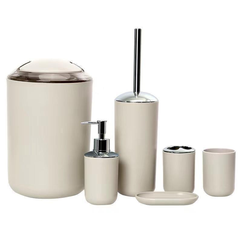 2025 New Hot Selling Models Minimalistic Bathroom Accessory Set, Soap Dispenser & Toothbrush Holder & Toothbrush Cup & Soap Dish Set, Bathroom Storage Tool Set For Now Home Gift Black 6