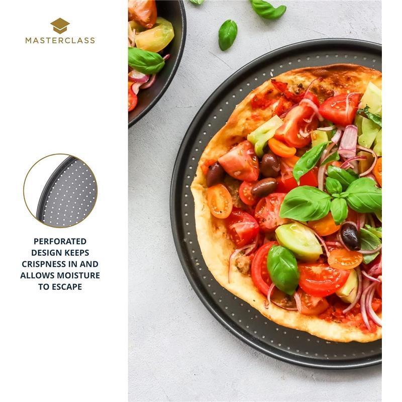 Crusty Bake Non-Stick Pizza Tray for Regular and Pizza Oven, 32cm, Sleeved, Grey Kitchen Utensils Pasta Bakeware 2