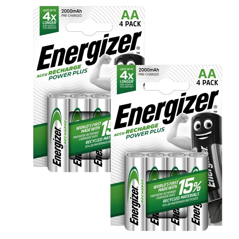 Energizer Rechargeable Power Plus AA Batteries Pack Of 4 2000 mAh nimh Pre-Charged Long-Lasting Up To 5-Year Battery Life Charge Lasts Up To 12 Months in Storage 5