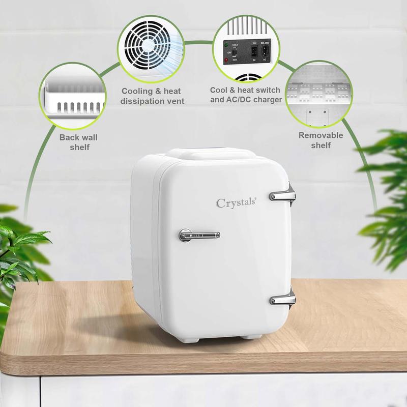 4L Portable White Mini Fridge Table Top Electric Small Cooler Bedroom Ice Box Office 1